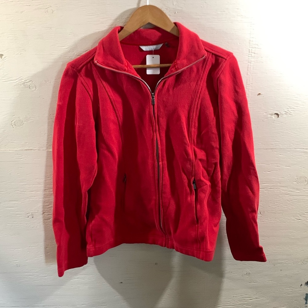 Women’s Red Full-Zip Fleece Jacket - Lightweight Cozy Layer